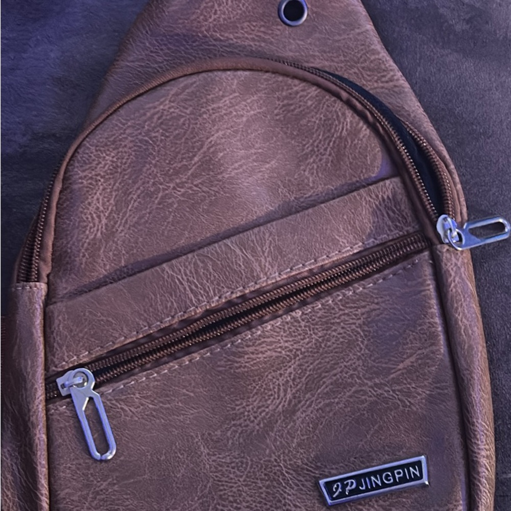 Jingpin Brown Leather Belt Bag for Men